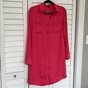 EXPRESS•Pink Portifino Button Down Dress•Sz M